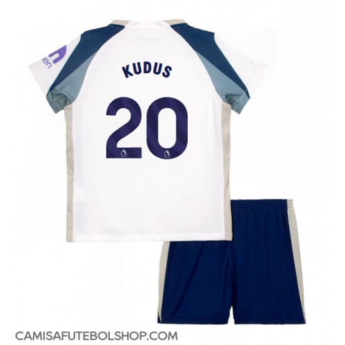 Camisa de time de futebol Tottenham Hotspur Mohammed Kudus #20 Replicas 1º Equipamento Infantil 2025-26 Manga Curta (+ Calças curtas)
